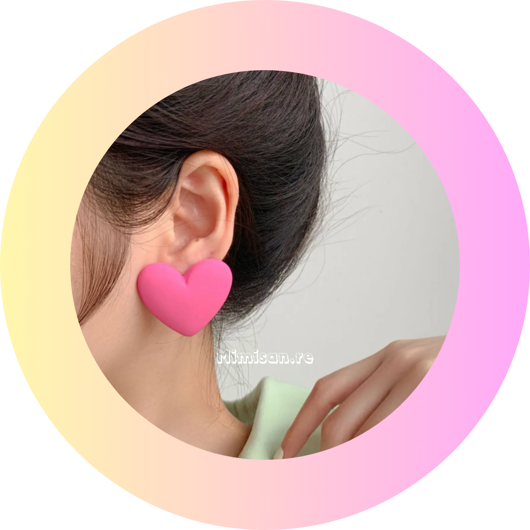 Boucles d'oreilles Coeur Fushia
