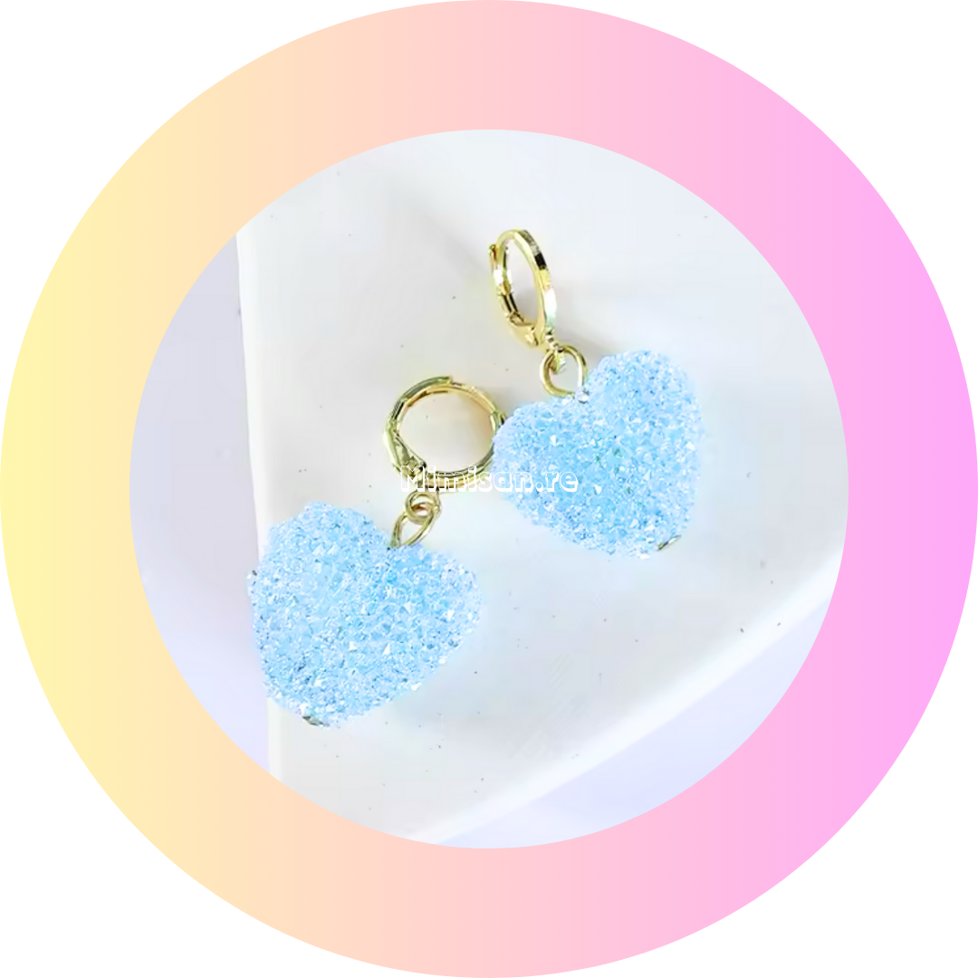 Boucles d'oreilles Coeur Bonbon Bleu