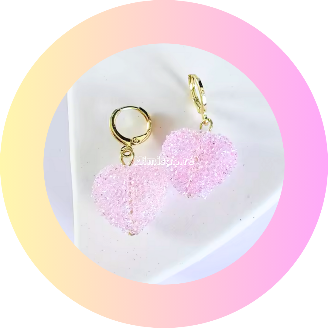 Boucles d'oreilles Coeur Bonbon Rose