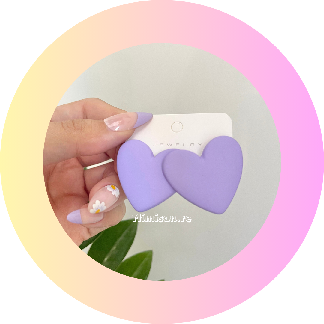 Boucles d'oreilles Coeur Mauve