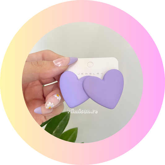 Boucles d'oreilles Coeur Mauve