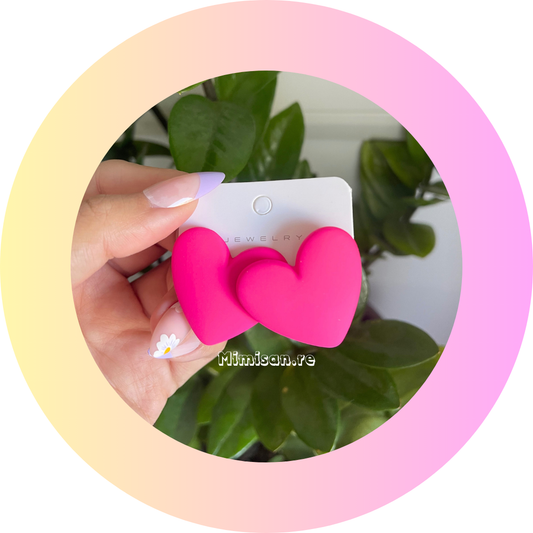 Boucles d'oreilles Coeur Fushia