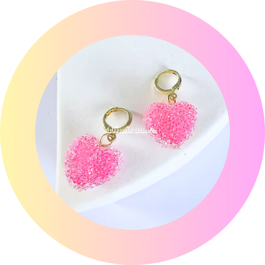 Boucles d'oreilles Coeur Bonbon Rose Fushia