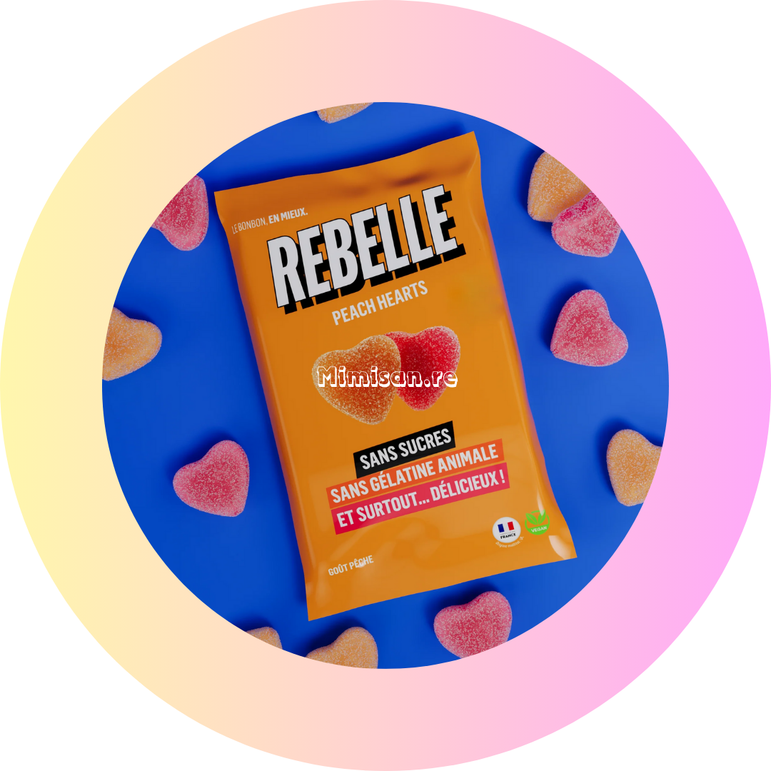 Coeurs Pêches sans Sucre - Rebelle 50g